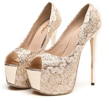 2019 HOT Women Shoes Pumps Sequined Cloth Peep Toe 16CM Thin Heels Waterproof platform Dress High Heels Boat Shoes Wedding Shoes