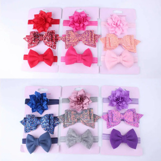 2019 Infant Baby Girls Bow Headband 3pcs/Set Newborn Elastic Hairband Hair Accessories