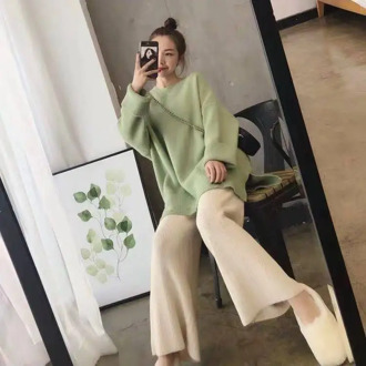 2019 Maternity Wear Autumn Suit Autumn And Winter New Knit Sweater Pregnancy Out Wide Leg Pants Fashion Set Mother Two-piece