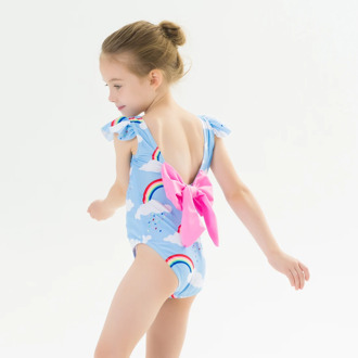 2019 New Baby Girl Swimsuit Children One Piece Swimwear Pretty Flounce Bowknot Bathing Suit Age 3-8 Years
