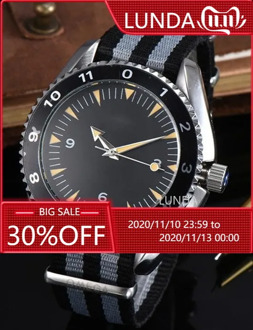 2019 New Classic Men Automatic Mechanical Watches James Bond 007 Spectre Sport Stainless Steel Canvas Wristwatch Glass Back