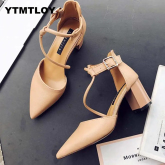 2019 New Hot Summer Women Shoes Pointed Toe Pumps Dress High Heels Boat Wedding Tenis Feminino Zapatos De Mujer Cross-tied