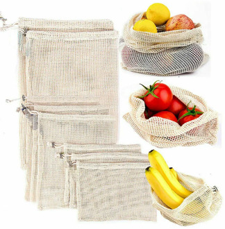 2019 Newest Hot Mesh Drawstring Washable Vegetable Fruit Bulk Grocery Bag Storage Mesh Pouch Reusable Shopping Bags