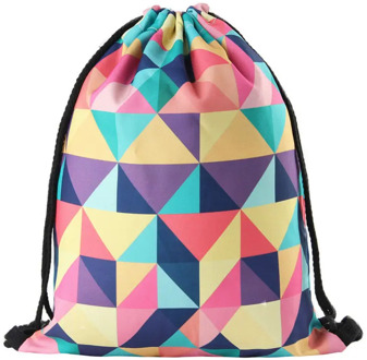 2019 Rainbow Geometric Design Women Oxford Drawstring Backpack Casual Printing Travel Bag School Bag For Teenager Mochila Female