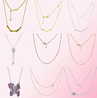 2019 Spring Butterfly Heart Shaped Flower Clover Flower Stem Shimmering Wish Necklace Clavicle Chain 925 Sterling Silver