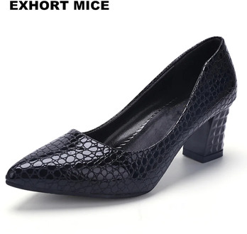 2019 Women Pumps Ankle Strap Thick Heel Women Shoes Square Toe Mid Heels Dress Work Pumps Comfortable Ladies Shoes 6cm