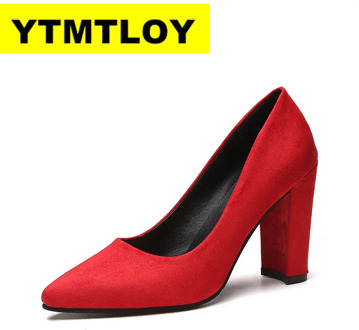 2019 Women Pumps Ankle Strap Thick Heel Women Shoes Square Toe Mid Heels Dress Work Pumps Comfortable Ladies Shoes 9CM /6CM