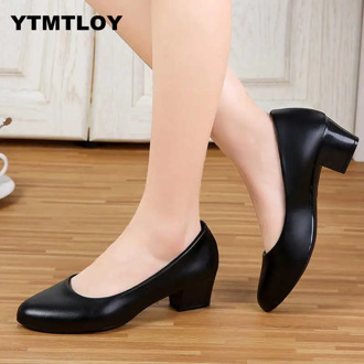 2019 Women's 5cm High Heels Pumps Office Lady Women Shoes Sexy Bride Party Thick Heel Round Toe Zapatillas Mujer Wedges