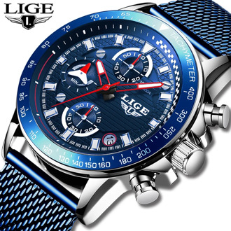 2019LIGE Top Luxury Brand New Men Watch Quartz Male Clock Fashion Sport Watch Waterproof Stainless Steel Wristwatch Reloj Hombre