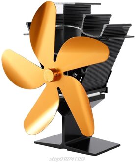 201S 5 Blades Warmte Aangedreven Kachel Ventilator Voor Hout Log Brander Heater Haard Brandstofbesparing Rustig Ecofan N02 20 Goud