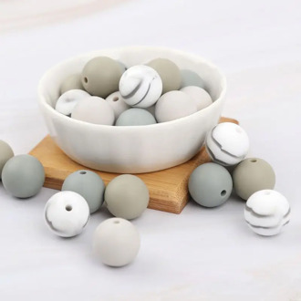 2020 15mm 20pcs Silicone Beads Baby Teething Beads DIY Chewable Teether for Infant