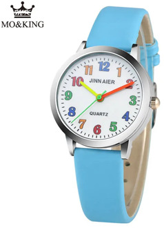 2020 3d Rainbow Digital Quartz Clock Girl Boy Leather Clock Fashion Cartoon Red Child Christmas Gift Clock Sports Watch Relogio