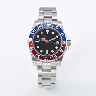 2020 automatic watch 40 mm GMT blue and red bezel sterile dial sapphire glass watch stainless steel bracelet movement A22-22