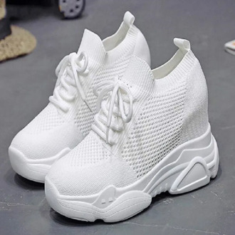 2020 Autumn High Platform High Heels Women Thick Sole Shoes Heels Wedge Sneakers Breathable Mesh Casual Shoes Woman