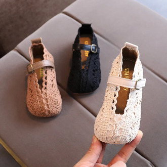 2020 Autumn New Fashion Girls Shoes Children Flats Shoes Hook & Loop Hollow Princess Sweet Flats Shoes For Girls Size 21-30 Hot