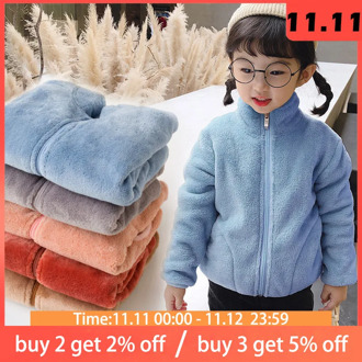 2020 Autumn Winter Girls Plush Coats Kids Soft Turtleneck Outwear Keep Warm Children's Coral Fleece Zipper Jackets for Girls New