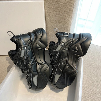 2020 Autumn Women Platform Sneakers Fashion Casual Shoes Chunky Sneaker Ladies Vulcanized Shoes Woman Wedge Trainers Black 7cm