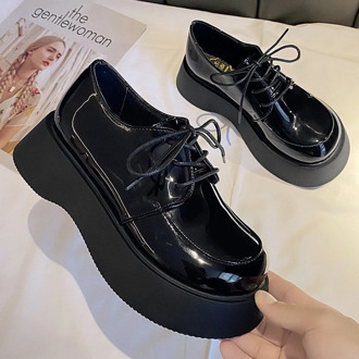 2020 Autumn Women Wedges Shoes Chunky Sneakers Platform Brand Woman Fashion Black Leather Casual Shoes Trainers Female Footwear