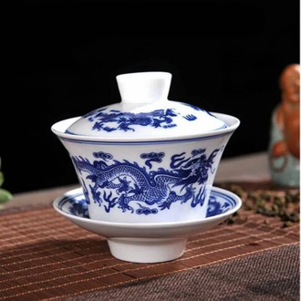 2020 Chinese Teaset Elegant Gaiwan 230/300ml Traditional Ceramic Tea Tureen Lid Bowl Saucer Zisha Chinese Tea Cup Drop Shipping