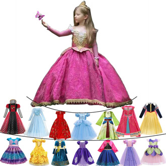 2020 Christmas Party Princess Ball Gown For Baby Girls Deluxe Carnival Aurora Sleeping Beauty Costume Aladdin Jasmine Elsa Dress