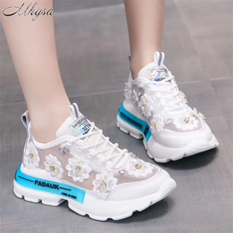 2020 Chunky Sneakers Fashion Crystal Women Vulcanize Shoes Comfort Women Shoes White Sneakers Walking Platform Female D810