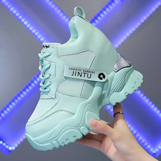 2020 Chunky sneakers Platform Fashion Brand Designers 9cm Height Increasing Wedge shoes Woman sports Casual shoes Tenis Female