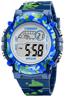 2020 Creative Kids Watch LED Colorful Flash Digital Waterproof Clock For Boys Girls Date Week Navy Blue Camouflage Child Watches