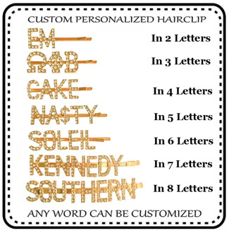 2020 Customized Letters Hair Clips Gold Color Plating Rhinestone Word Hairpin Personalized Name HairClips for Women