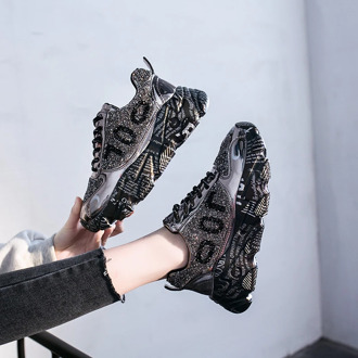 2020 Designers Women Chunky Sneakers Platform Shining Fashion Old Dad Shoes Ladies Sports Lace Up Casual Vulcanized Shoes Woman