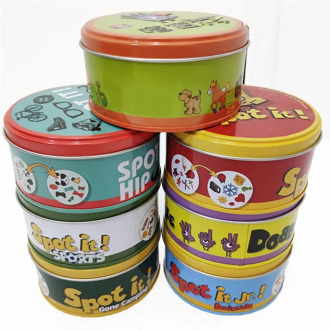2020 Dobble 16 Styles Spot It Card Game Toy Iron Box Animals Alphabet123 Board Games for Gift Sport Go Camping Hip Kids
