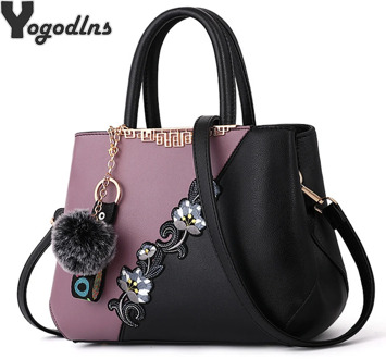 2020 Embroidery PU Leather Handbag for Women Girl Messenger Bags with Ball Toy Bolsa Female Shoulder Bags Ladies Party Messenge