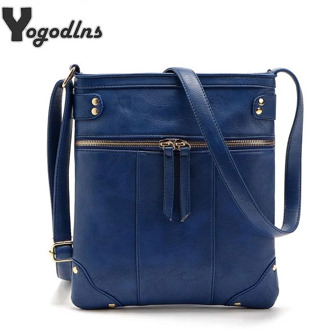 2020 European Vintage Women Bag Double Zipper Women Messenger Bags High Quality PU Shoulder Bag Crossbody
