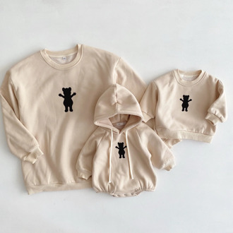 2020 Family Look 2 Colors Cartoon Bear Thicken Warm Long Sleeve Family Matching Clothes For Mom Daughter Dad Son Mommy And Me