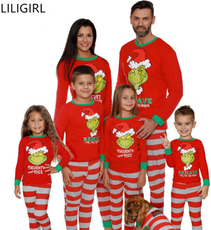 2020 Family Matching Sleepwear Clothes Mother Father Kids Cartoon Print Pajamas Christmas Mom and Me Warm Nightwear Clothing