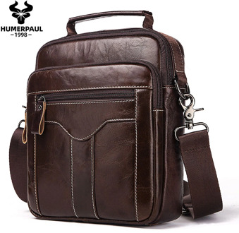 2020 Famous Brand New Man's Crossbody Shoulder Bag Multi-function Men Handbags Large Capacity Leather Coffee Bag For Man Travel