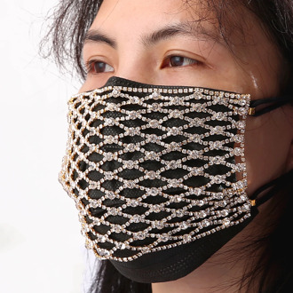 2020 Fashion Heart Rhinestone Mask Jewelry Veil for Women Statment Bling Crystal Decoration Mask Elastic Cord Prom Party