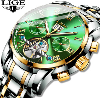 2020 Fashion Luxury Business Sport Mechanical Wristwatch LIGE Brand Mens Watches Automatic Stainless Steel Waterproof Watch Men