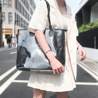 2020 Fashion Luxury Kraft Paper Tote Handbags Japanese Casual Vintage Large Tranparnt PVC Jelly Travel Shopping Shoulder Bag
