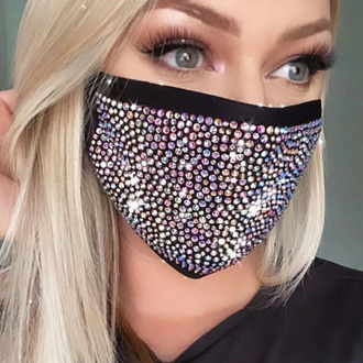 2020 Fashion Sparkly Rhinestone Mask Elastic Reusable Washable Fashion Face Mask Bandana Face Decor Women Jewelry CKL004