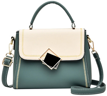 2020 Fashion Trend Women Color Block Handbag Adjustable Strap Crossbody PU Leather Handle Messenger Shoulder Bag Tote Satchel