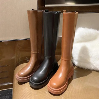 2020 Fashion Women Chunky Knee-length Boots Woman Shoes Autumn Brand Designer Chelsea Boots Female Platform Boots Lasdies 35-40