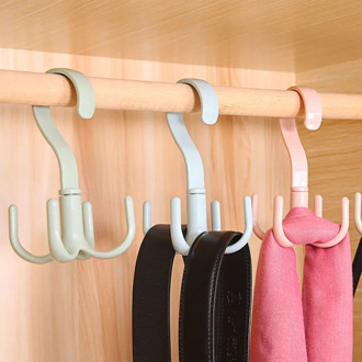 2020 Handbag Clothes Tie Belt Bag Hanger 4 Hooks Plastic Holder360 Degrees Rotate Shelf Hanging Organizer Wardrobe Storage Hooks