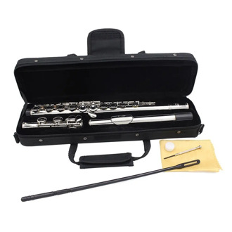 2020 Hot 16 Holes C Key Flute Silver Plated Concert Flute with Cleaning Cloth Stick Gloves Screwdriver Padded Bag Dropshipping