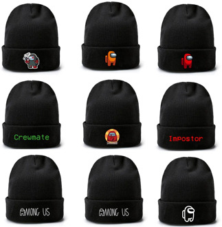 2020 Hot Game Among Us Fashion Crewmate Impostor Slouchy Bonnet Skateboard Knitted Hat Skull Cap Ribbed Cuffed Short Melon Caps