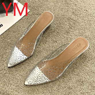 2020 HOT Pointed Toe Clear Heels Women Sandals Summer Shoes Pvc Transparent Pumps Crystal Wedding Jelly Buty Damskie High Heels