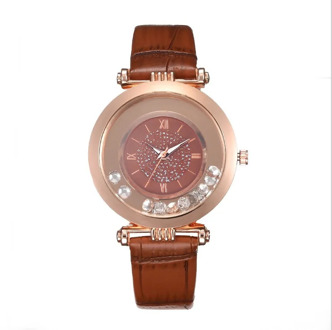 2020 hot sale high quality quartz movement imitation leather leather strap ladies quicksand diamond dial fashion student watch