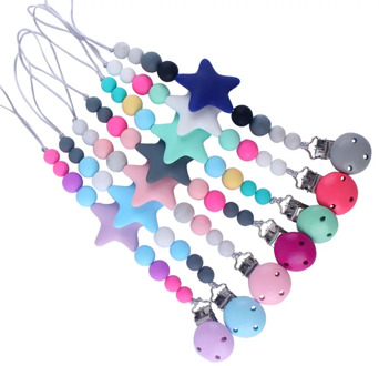 2020 Hot Sale New Baby Silicone Pacifier Chain Silicone Loose Beads Cartoon five-pointed Star Toddler Baby Pacifier Clip
