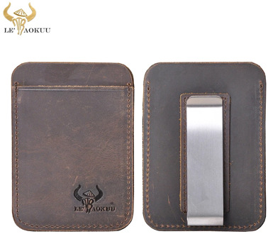 2020 Hot Sale Original Unisex Crazy Horse Leather Design Fashion Gift Slim Wallet Front Pocket Money Clip Mini Bill Purse C059