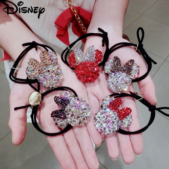 2020 Hot Selling Disney Minnie Hair Accessories Cute Cartoon Diamond Elastic Rope Baby Grils Hair Rings Rubber Band Hair Strap