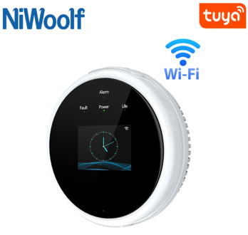 2020 Hot Smart Life Tuya Wifi Gas Leak Sensor Led Display Screen Combustible Smart Home Smart LPG Gas Alarm Temperature Detector
